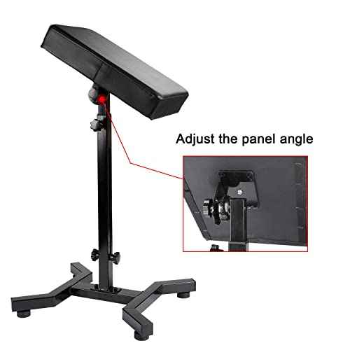 Solong Tattoo Armrest and Legrest with Thicken Tattoo Pad 180¡Æ Rotation Adjustable Height Tattoo Armrest Stand Studio Chair Frame Non-Slip Base Square Black Leather TA221