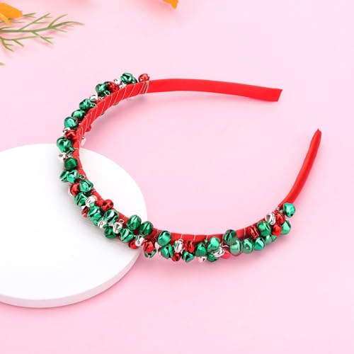 Christmas Headbands Xmas Bell Hairband Holiday Headbands Red Green Silver Christmas Headband for Women Girls
