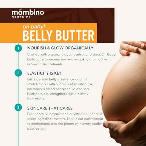 Mambino Organics Oh Baby! Belly Butter, Belly Cream with Shea Butter for Pregnancy, Minimizes Stretch Marks, Vegan, Cruelty-Free, Maternity Skin Care, 4 fl oz