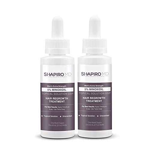 Shapiro MD Hair Growth Experts Minoxidil 5% Topical Solution for Mens Hair Growth, Serum Promotes Hair Regrowth by Reactivating Hair Follicles, 2 Month