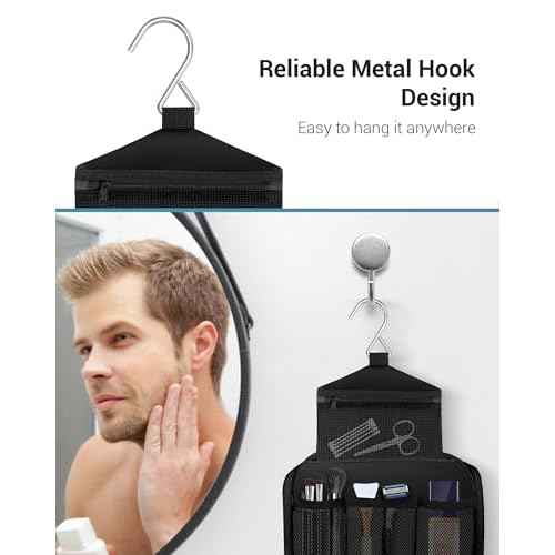 Maliton Toiletry Bag for Men & Women Travel Toiletry Bag Hanging Toiletry Bag Hygiene Organizer with 4 Compartments Waterproof Bathroom Shower Bag Large Toiletries Travel Bag(Black)