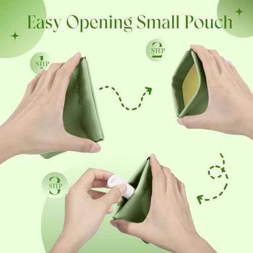 ISKYBOB Pouchic - Personalized Snap Closure Leather Organizer Pouch, 4Pcs Lambskin Pocket Cosmetic Bag Portable Self-Closing Small Makeup Bag for Purse Women Mini Travel Coin Storage Pouches (Macaron)