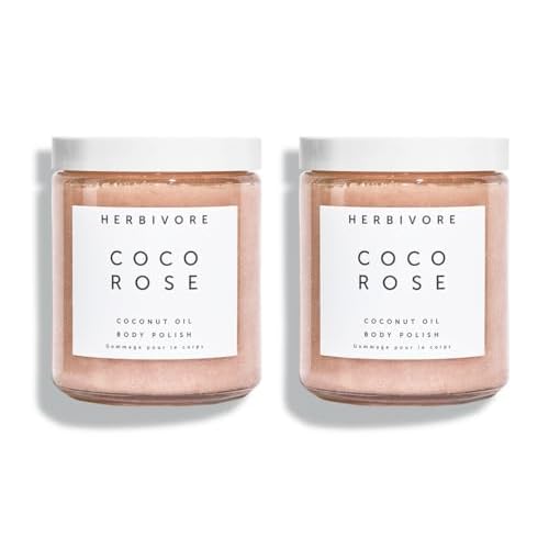 HERBIVORE Coco Rose Exfoliating Body Scrub + In-Shower Moisturizer with Coconut Oil, Shea Butter + Pink Clay for Softer, Smoother Skin | Vegan, Plant-Based, Cruelty-Free
