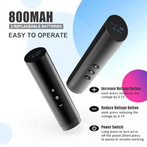 109 Wireless Tattoo Pen Machine Rotary Tattoo Gun with 2PCS Replaceble Batteries Coreless Motor Digital Display Cartridge Battery Pen Permanent Makeup Tattoo Supply for Tattoo Artist (Black)
