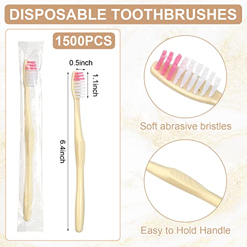 Tessco 1500 Pack Disposable Toothbrushes Bulk Soft Bristle Tooth Brush Individually Wrapped Toothbrush Pack Use for Hotel Toiletries Camping Office School Adult Homeless Hygiene Supply