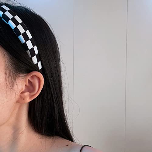 ZAHSY Checkered Padded Headband Checkerboard Headbands Black and White Headbands for Women Sponge Puffy Headband Head bands Christmas Hair Accessories Buffalo Check Hairbands