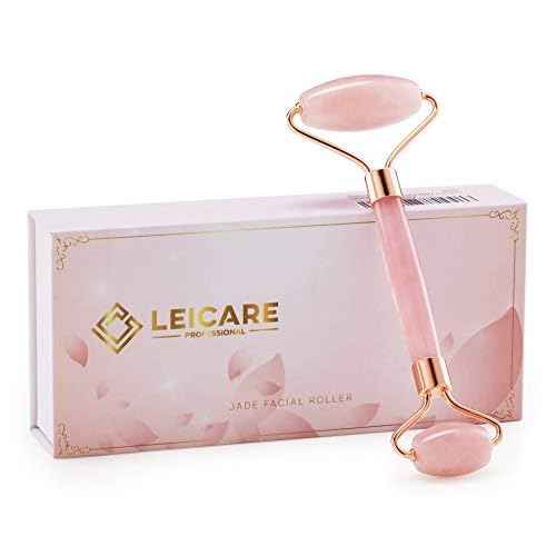 Jade Roller for Face - Rose Quartz Face Roller Skin Care - Stone Facial Roller, Face Massager for Women, Relieve Stress, Remove Wrinkles Eye Puffiness
