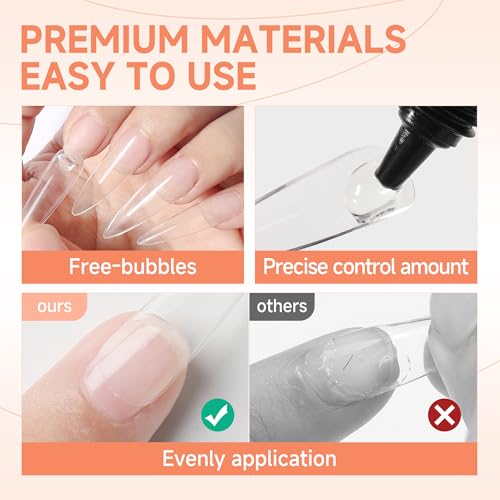 UNA GELLA Solid Nail Glue Gel 15ml Lamp Curing Needed Solid Soak Off U V/LED Lamp Required Super Strong Glue For Fake Acrylic Soft Gel Nail Tips Press On Nails Art Extension