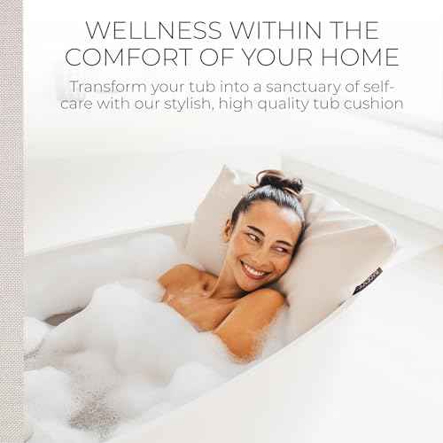 BADESOFA¢ç Luxury Bathtub Pillow L - Large Bath Pillow for Therapeutic Neck and Back Support Quick-Drying - Full Body Bath Tub Cushion - Luxury Spa Cushion in Ivory Pearl