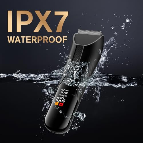 Spacekey Electric Body Hair Trimmer - IPX7 Waterproof Ball Trimmer for Men with LED Light, Wet/Dry Groomer, USB-C Rechargeable, Travel Bag Included - Men's Pubic, Groin and Body Shave