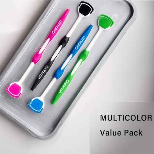 Soft Bristles Tongue Brush for orabrush - Gentle on Gag Reflex£¬Ergonomic Design, Freshens Breath for Improved Dental Hygiene£¬4 Tongue Scrapers - 4 pack
