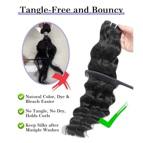 FASHION PLUS Raw Human Hair Bundles, Loose Deep Wave Bundles Human Hair 14 Inch Loose Wave Bundles Human Hair Real Raw Bundles Thick and Soft, Triple Lifespan 1 Bundle