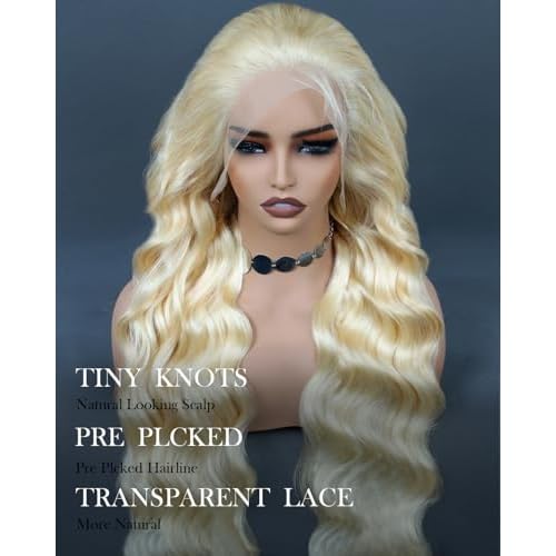 613 Lace Front Wig Human Hair Blonde Lace Front Wig Human Hair 13x4 Body Wave Lace Front Wig Human Hair Transparent 613 Frontal Wig Pre Plucked With Baby Hair 180% Density 18 Inch