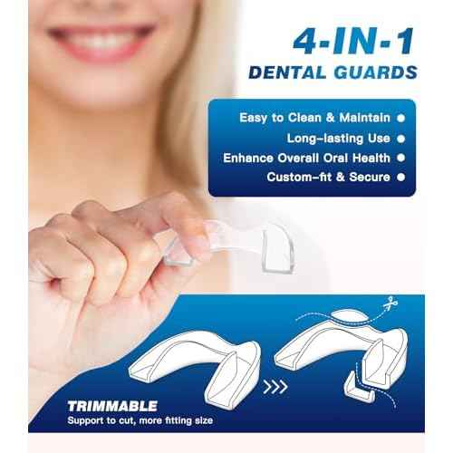 Mouth Guard for Grinding Teeth at Night,Teeth Grinding Mouth Guard for Sleep,Reusable Guards for Sleeping,4 Pack/2 Size,Transparent
