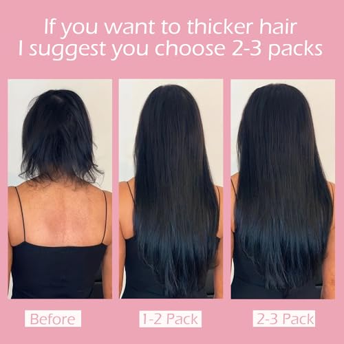 Clip in Hair Extensions Real Human Hair,18inch 150g 10Pcs with 24 clips,Natural Black,Straight Human Hair Clip in Hair Extensions for Black Women