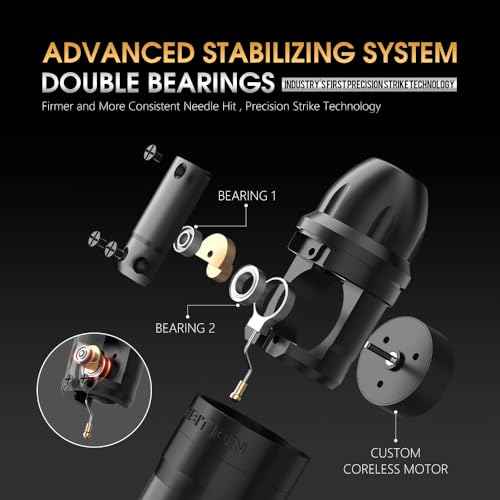 Ambition Shura Rotary Tattoo Machine with Advanced Stabilizing System - Short Tattoo Pen with Coreless Motor RCA Interface Tattoo Gun Supply for Professional Tattoo Artists