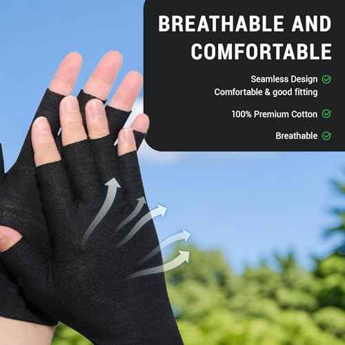 12 Pairs Black Cotton Fingerless Gloves Moisturizing Night, Uv Sun Protection Gloves for Driving