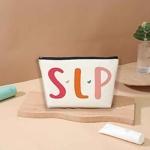 DJHUNG Speech Therapy Cosmetic Bag SLP Gifts Makeup Bag Speech Pathologist Gifts Speech Language Pathology Gifts for Women Friends Sister Birthday Christmas Thanksgiving Thank You Gifts