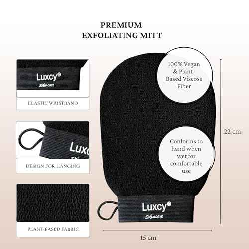 Premium Korean Exfoliating Mitt & Body Scrubber Glove, Viscose Fiber Dead Skin Remover for Smooth, Radiant Skin, Shower Skincare, Keratosis Pilaris Treatment & Self-Tan Prep (1 Pack)