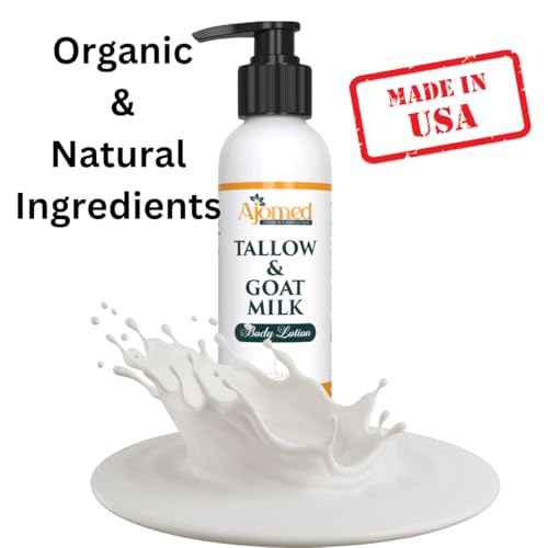 Tallow & Goat Milk Body Lotion for Sensitive Skin, Organic moisturizing Lotion - Soothes Dry skin, Goat Milk face and body Moisturizer - Handmade Tallow for skin cream (12 OZ, Sandalwood Vanilla)