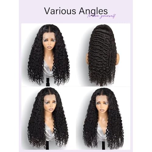 20 Inch 13x6 Deep Wave Lace Front Wigs Human Hair Wig for Women 12A 200% Density HD Lace Front Wigs Human Hair Pre Plucked with Baby Hair Natural Black