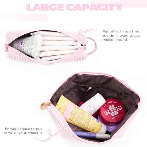 Birthday Christmas Gifts for 10 11 12 13 14 15 16 17 18 Years Old Girl,Stocking Stuffers Makeup Bag Cosmetic Bag Set,Teen Girls Teacher Gift Trendy Stuff Toiletry Bag for Women - Pink,A