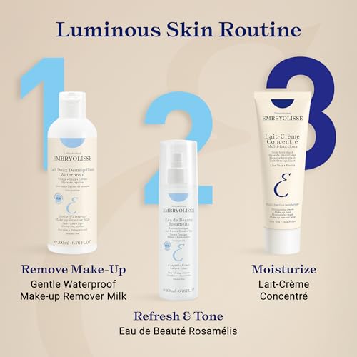 Embryolisse Gentle Waterproof Make-up Remover Milk, 4-in-1 Hydrating Facial Cleanser for Sensitive Skin with Aloe Vera & Shea Butter, 6.76 Fl Oz