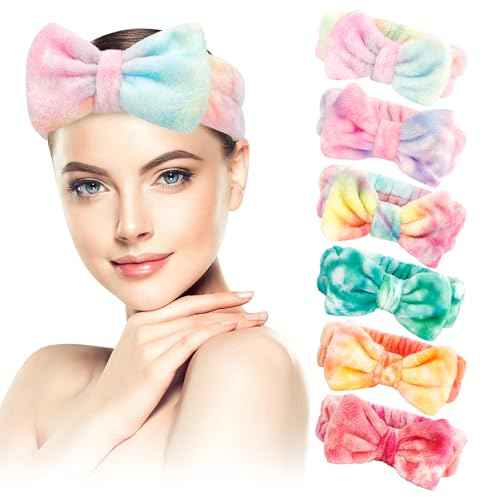 Skincare Headband 6 pcs Spa Headband for Washing Face Rainbow Cute Headbands Makeup for Teens Teenage Girl Gifts for Teen Girls Teens Girls Trendy Stuff Spa Gift Make up Head Band Christmas Stocking