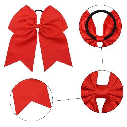 JOYOYO 20Pcs 8" Large Cheer Bows for Girls Ponytail Holder Grosgrain Ribbon Cheerleading Bows Elastic Hair Tie Bands for Baby Girls School College Teens Senior Cheerleader