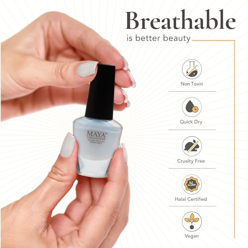MAYA White Gel Halal Nail Polish - Non Toxic Nail Polish, Vegan and Cruelty Free, Nail Art DIY Manicure at Home, 0.4 fl oz Soak Off Nail Lacquer, Made in USA ? Lu Lu White