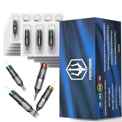 Poseidon Tattoo Cartridge Needles 50Pcs Assorted Mixed Size Round Liner Shader Magnum Curved/Round Mag 5rl 7rl 9rl 5rs 7rs 9rs 15m1 21m1 15cm 21cm Disposable Membrane Tattoo Needles