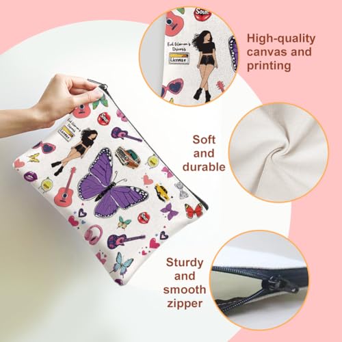 4Pcs Music Gifts Cosmetic Bag 5.91x9.06 inch Canvas Makeup Bags with Zipper Polycotton Travel Toiletry Pouches for Students Teacher Graduation Birthday Christmas Gift