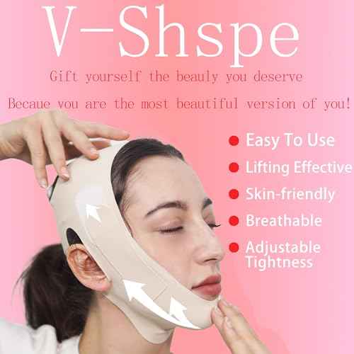 V Line Lifting Mask Chin Strap for Sleeping, Face Lifting Strap, Chin Strap, V Line Mask, Jawline Shaper, Jaw Strap, Double Chin Reducer,Face Lift Tape & Snoring Solution (Beige)