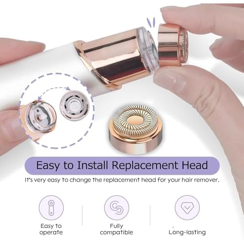 Generation 2 Replacement Heads for Flawless Facial Hair Remover Replacement Heads,Suitable for Flawless Replacement Heads Gen 2 for Flawless Facial Hair Remover for Women,As Seen On TV.(4 Pack)