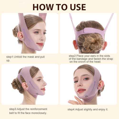 V Line Lifting Mask, Chin Strap for Sleeping, Reusable Double Chin Reducer, Jaw Exerciser, Face Slimming, Sagging Prevention, Medium