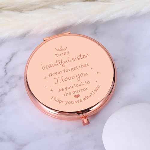Sister Gifts from Sisters Friendship Gifts for Women Friends Sister Birthday Gift Ideas Compact Mirror Valentines Anniversary Wedding Graduation Gifts for Sister Valentines Day Gifts for Her