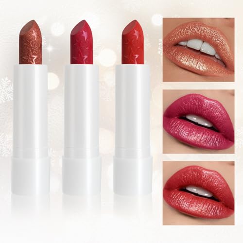 Glitter Lipstick Set,6PCS Shine Lip Sticks for Women Girls, Moisturizing and Nourishing Formula,Long Lasting,Waterproof,High Pigmented Lip Balm,Perfect Gifts