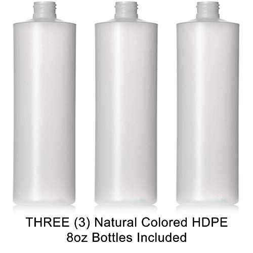 8oz Natural Color HDPE Squeeze Bottles with Disc Cap and Squirt Cap (3 Pack) (8oz)