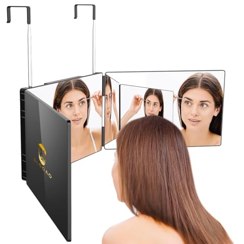 360 Mirror for Haircuts for Men for Women for Braiding Hair Trifold 3 Way Mirror to See Back of Head Barber Haircut Tool Three Way for Hair Cutting Self Cut