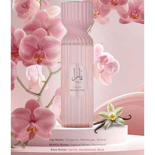 Lattafa Yara Perfume Mist 250ml ? Body Spray with Tangerine, Heliotrope, Orchid, Tropical Notes, Vanilla, Sandalwood & Musk for a Soft Gourmand Floral Scent