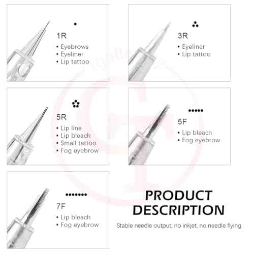 50pcs/Pack Permanent Makeup Needles Cartridge for Eyebrow Eyliner Tattoo Machine 1P 3P 5P 5F 7F for Ombre Powder Eyebrow Shading Microblading Makeup (50pcs 5F)