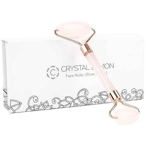 Natural Jade Roller for Face - Aging Wrinkles, Puffiness Facial Skin Massager Treatment Therapy - Premium Jade Stone, by Crystal Lemon (Rose Quartz)