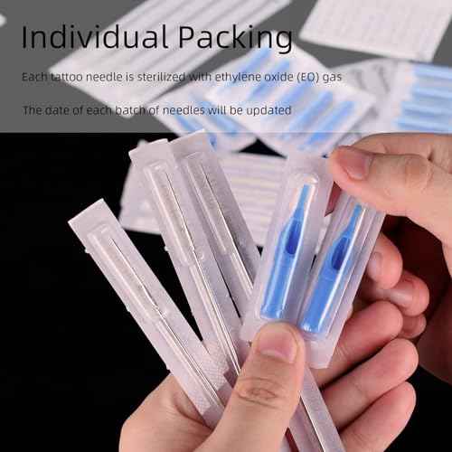 Tattoo Needles & Tips Set, ATOMUS 50pcs Disposable Mixed Tattoo Needles + 50pcs Assorted Tattoo Needles Tips, 5pcs of each-3rl 5rl 7rl 9rl 3rs 5rs 7rs 9rs 5m1 7m1 3RT 5RT 7RT 9RT 3DT 5DT