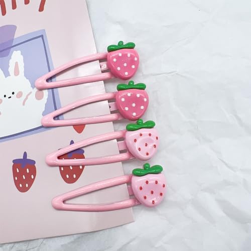 20 PCS Cute Strawberry Pink Y2K Hair Clips, Metal Snap Hair Barrettes for Women Hair Accessories for Women Girls Sweet Bangs Clip 2000s Decorative Hair Clips Y2k Accessories