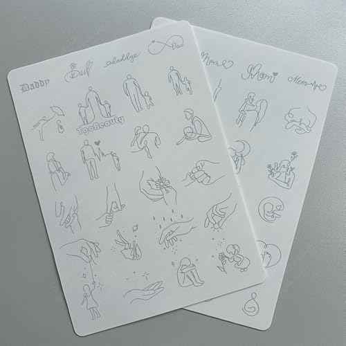 Tiny Tattoo Practice Skin Silicone Sheet Heartwarming Family Themed Mother-Child Bond, Pregnancy, Father-Baby Art ? Ideal for Tattoo Learners (Type E-White Pad-4pcs)