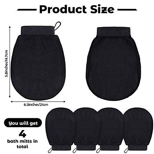 Tatuo 4 Pieces Korean Exfoliating Mitts Deep Exfoliating Gloves Body Scrubber for Bath Shower Dead Skin Remover Keratosis Pilaris