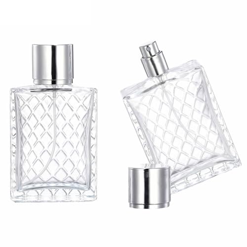 2Pcs 100ml 3.4 oz Refillable Spray Perfume Bottles large cosmetic Fine Mist Atomizer Empty Portable Clear Glass Essential Oil Container for Travel