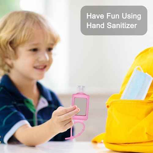 4 Pack Travel Size Bottles with Silicone Keychain Empty Hand Sanitizer Holder Refillable Squeeze Containers Leakproof Flip Cap Plastic Bottles Travel Essentials for Backpack (60ml / 2oz)