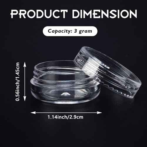 50 Count 3 Gram Sample Containers, Clear Lip Balm Containers with Lids, Small Plastic Sample Jars with 4 Mini Spoons, 50pcs Labels (Clear Lid)