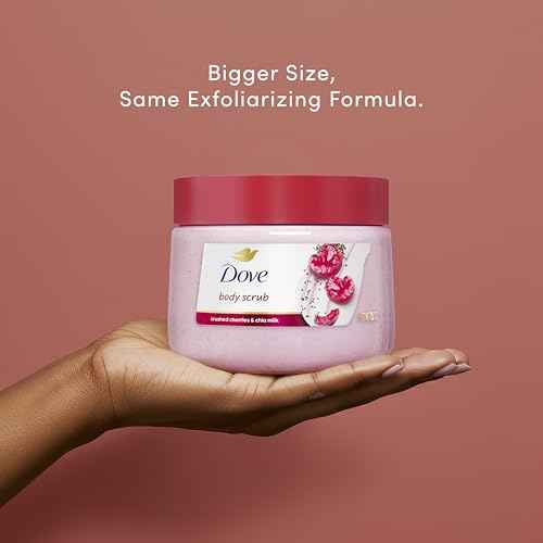 Dove Cherry & Chia Milk Body Scrub Exfoliates and Deeply Nourishes for Smooth, Radiant Skin 15 oz